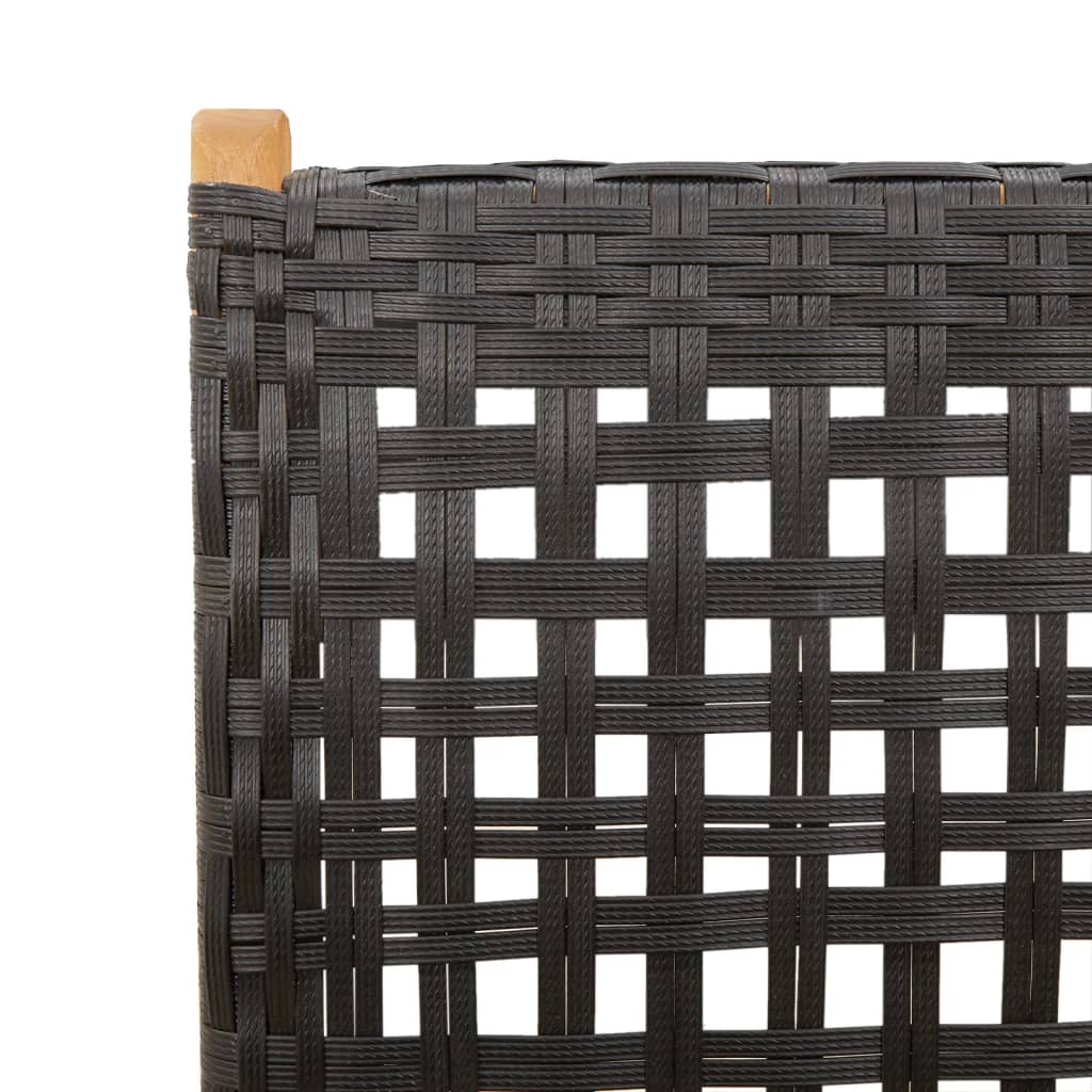 Gartenstuhl Verstellbar 6 Stk. Schwarz Poly Rattan Massivholz