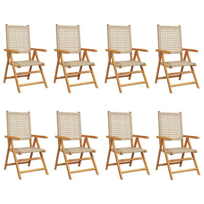 Gartenstuhl Verstellbar 8 Stk. Beige Poly Rattan Massivholz