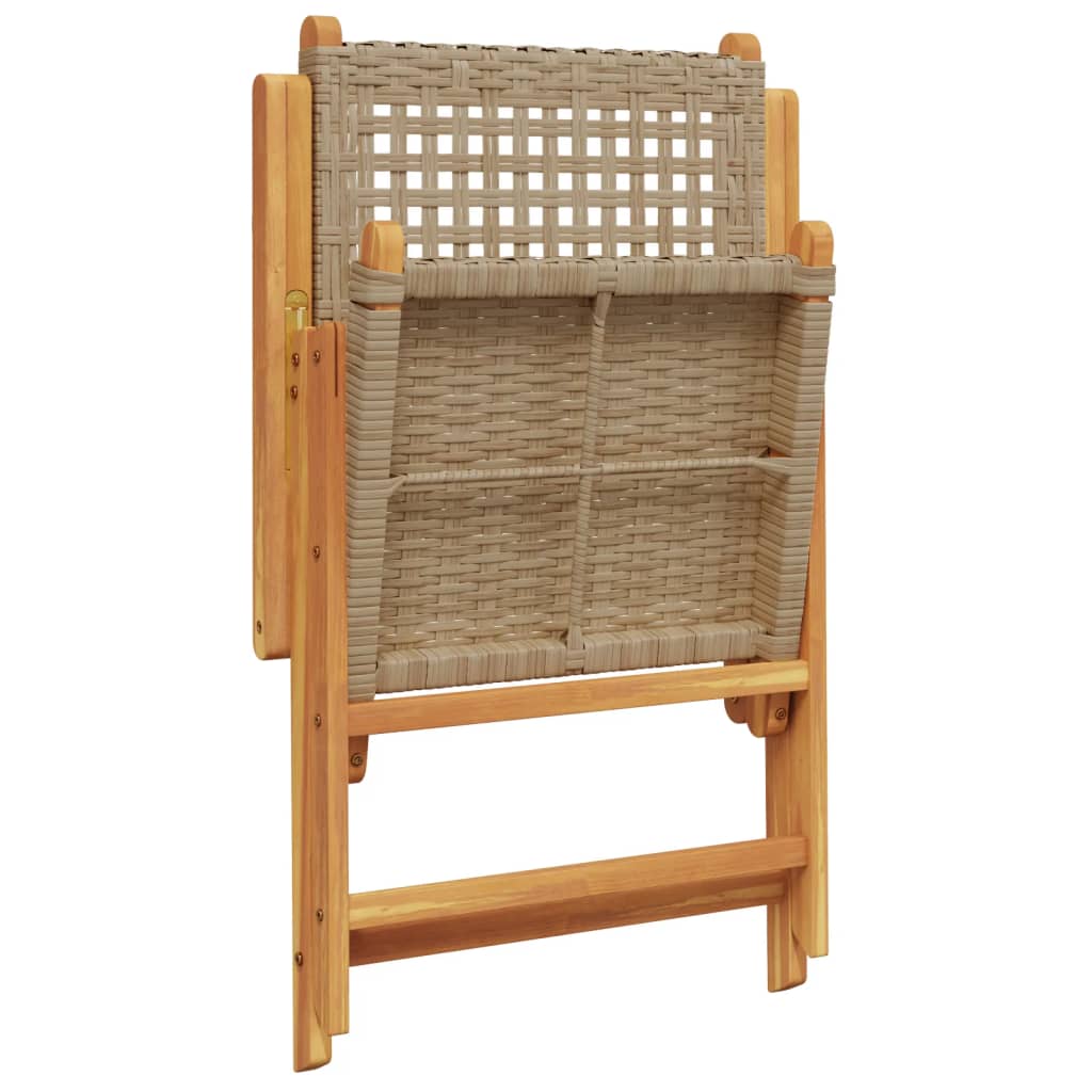 Gartenstuhl Verstellbar 8 Stk. Beige Poly Rattan Massivholz