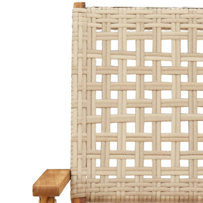 Gartenstühle 8 Stk. Klappbar Beige Poly Rattan & Massivholz