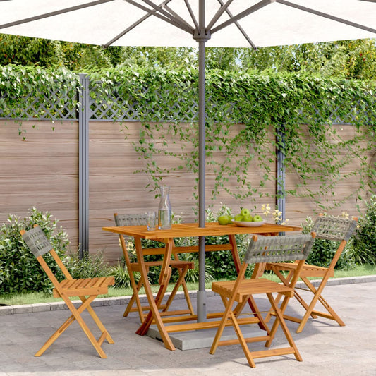 Gartenstühle 4 Stk. Klappbar Grau Poly Rattan & Massivholz