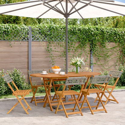 Gartenstühle 6 Stk. Klappbar Grau Poly Rattan & Massivholz