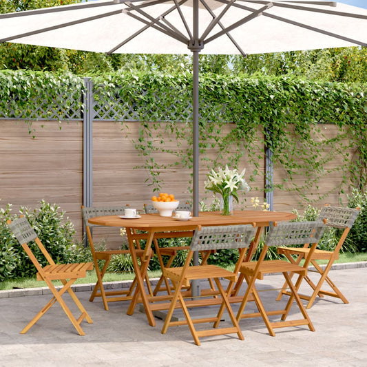 Gartenstühle 6 Stk. Klappbar Grau Poly Rattan & Massivholz