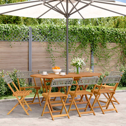 Gartenstühle 8 Stk. Klappbar Grau Poly Rattan & Massivholz