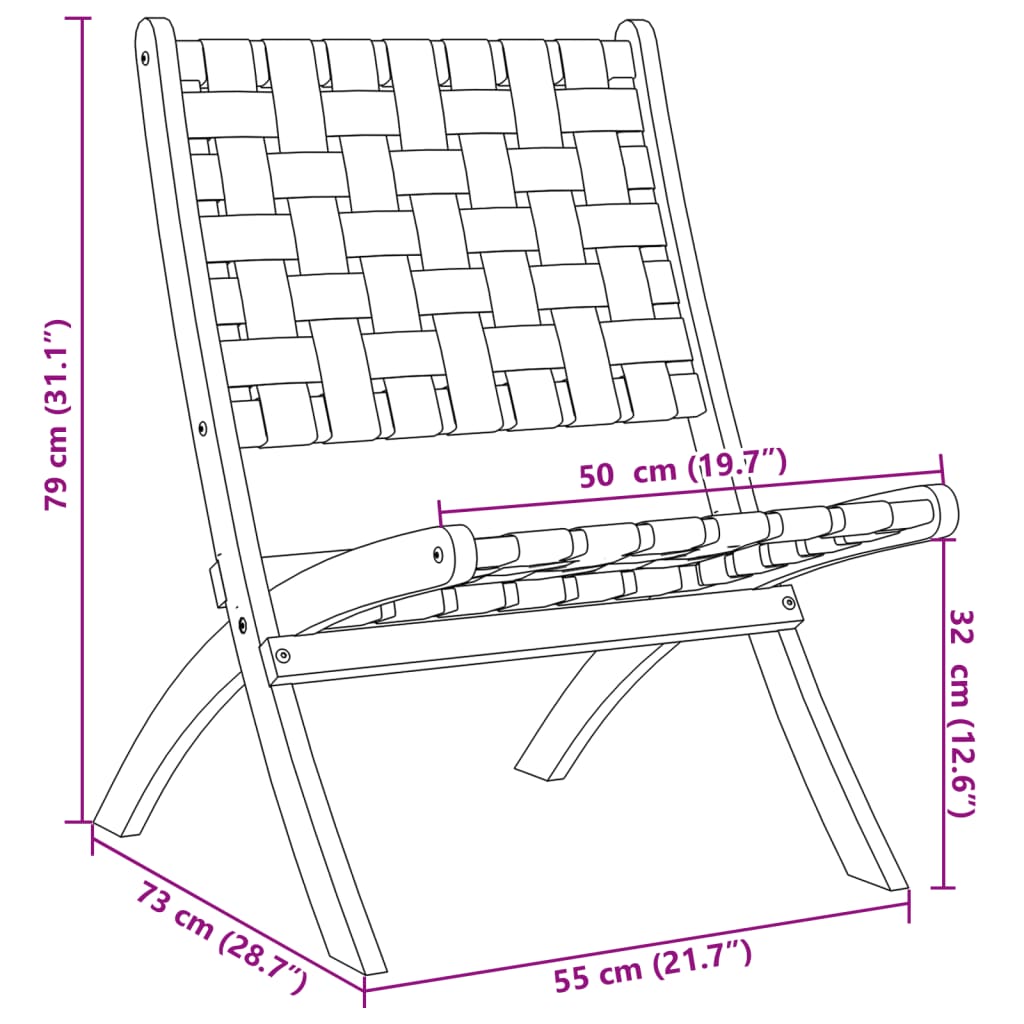 Gartenstühle 2 Stk. Klappbar mit Tisch Schwarz Massivholz