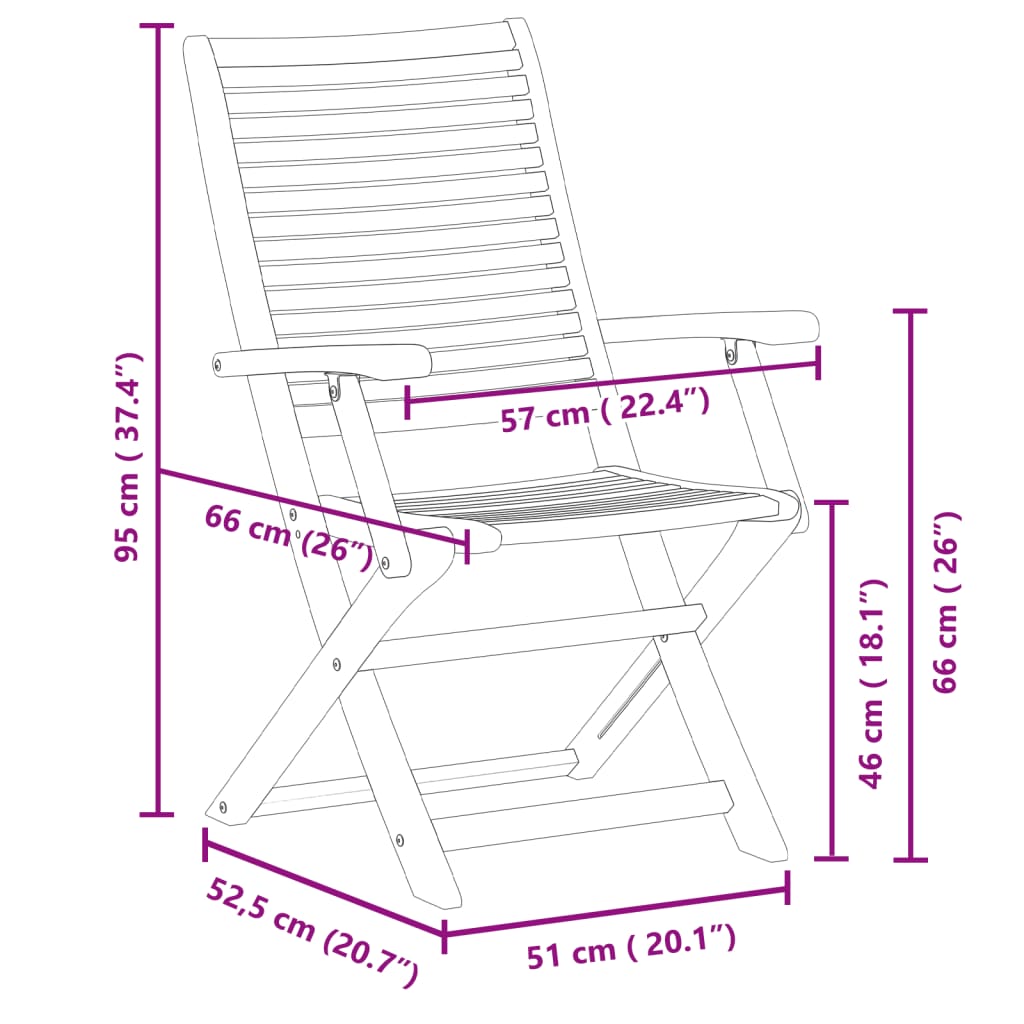 Gartenstühle 4 Stk. Klappbar 57x66x95 cm Massivholz Akazie