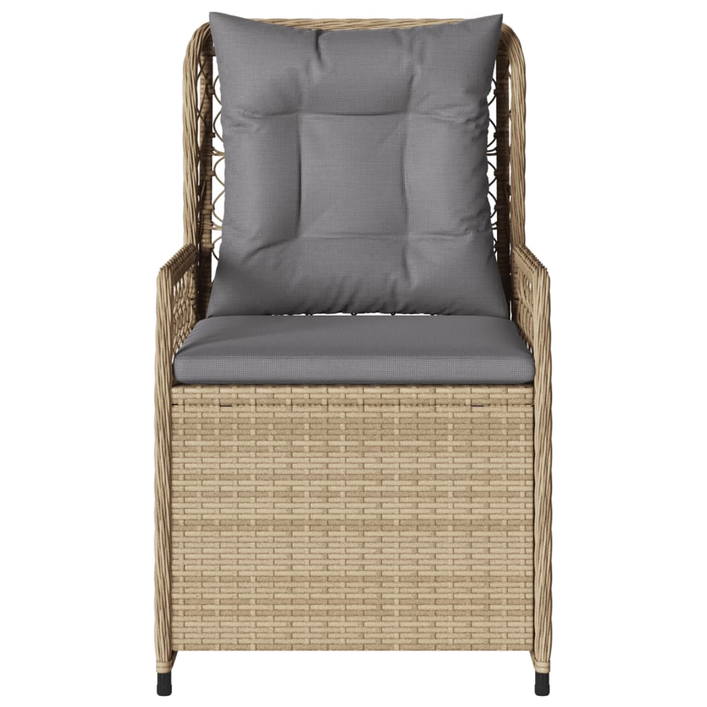 Gartensessel 2 Stk. Verstellbar Beige Poly Rattan