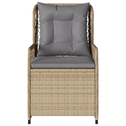 Gartensessel 2 Stk. Verstellbar Beige Poly Rattan