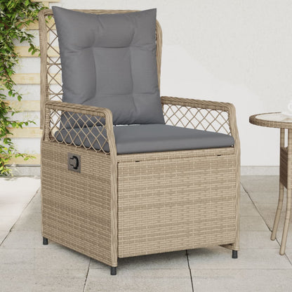 Gartensessel 2 Stk. Verstellbar Beige Poly Rattan