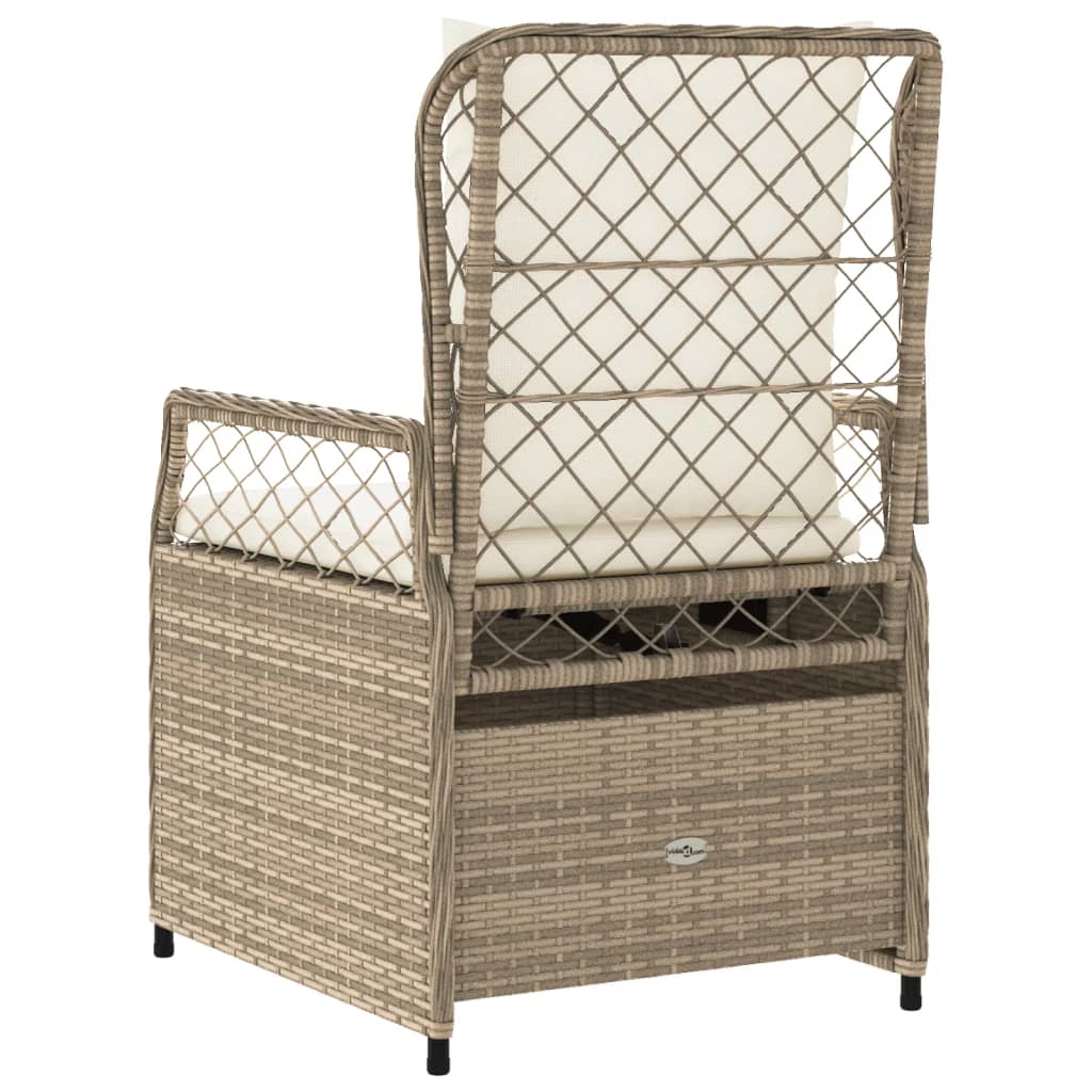 Gartensessel 2 Stk. Verstellbar Beige Poly Rattan