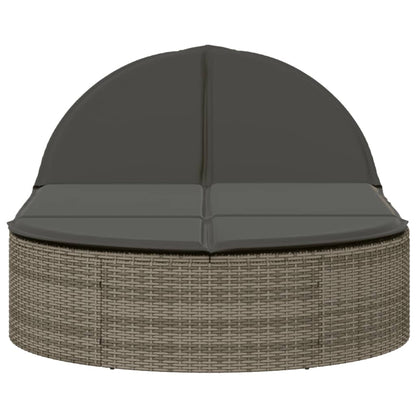 Doppel-Sonnenliege mit Kissen Grau Poly Rattan