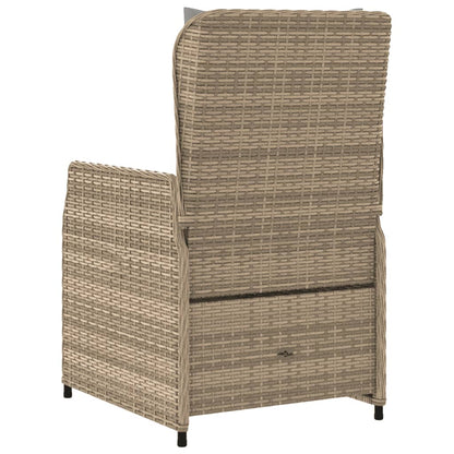 Gartensessel 2 Stk. Verstellbar Beige Poly Rattan