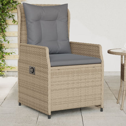 Gartensessel 2 Stk. Verstellbar Beige Poly Rattan