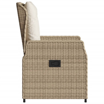 Gartensessel 2 Stk. Verstellbar Beige Poly Rattan