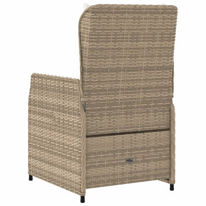 Gartensessel 2 Stk. Verstellbar Beige Poly Rattan