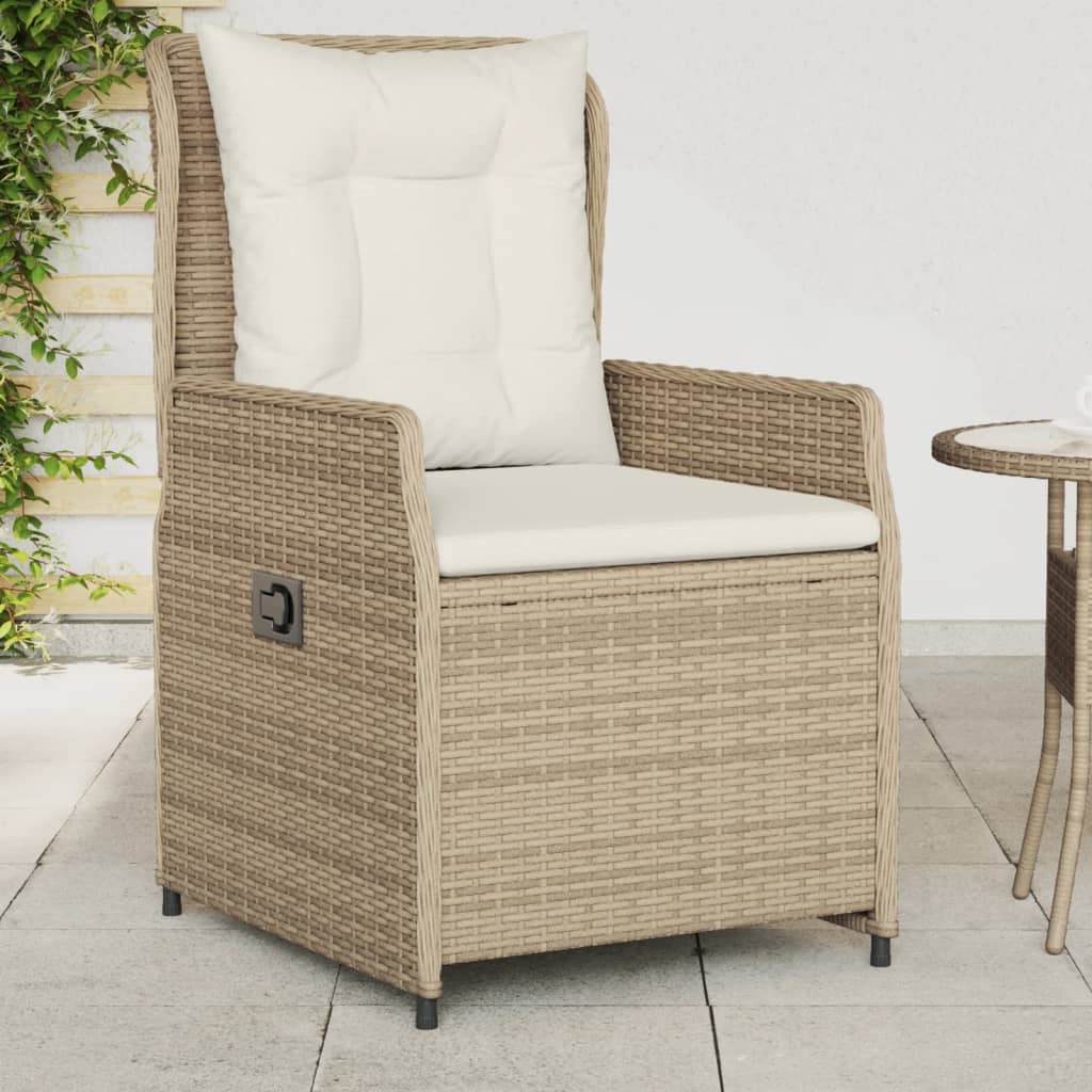 Gartensessel 2 Stk. Verstellbar Beige Poly Rattan