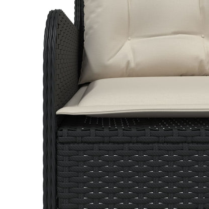 Gartensofa in L-Form mit Kissen Schwarz Poly Rattan