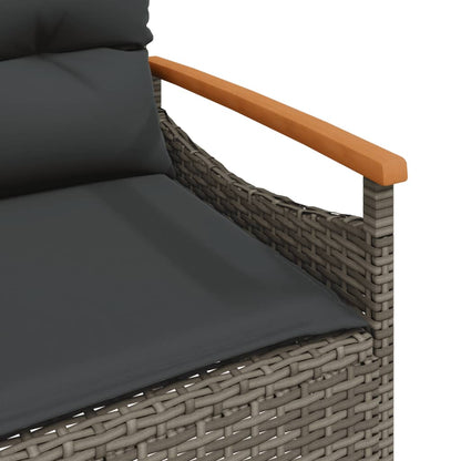 Gartenbank mit Kissen 116x62,5x74 cm Grau Poly Rattan