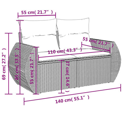 6-tlg. Garten-Sofagarnitur mit Kissen Hellgrau Poly Rattan