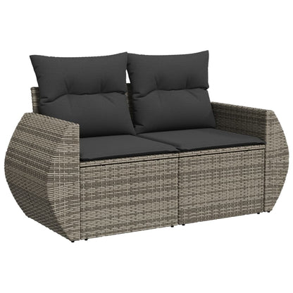 11-tlg. Garten-Sofagarnitur mit Kissen Grau Poly Rattan