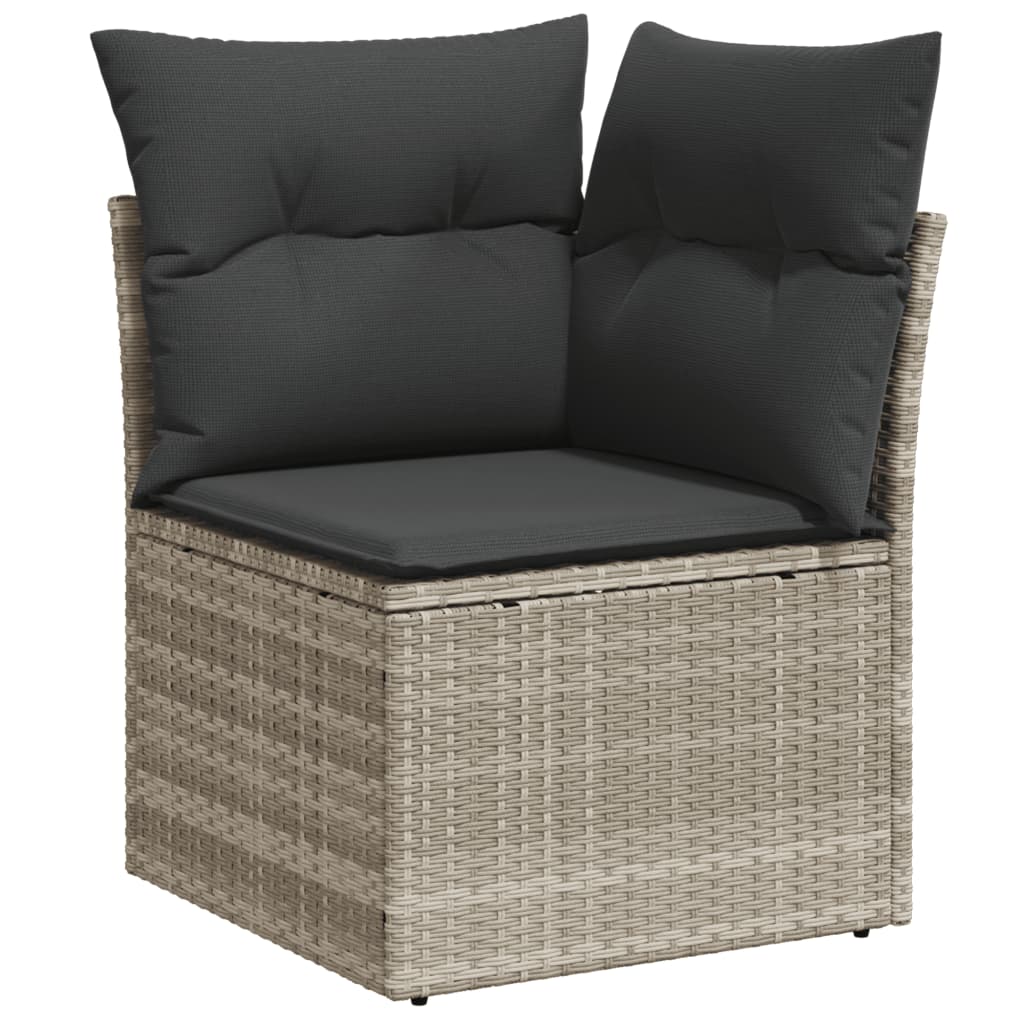 3-tlg. Garten-Sofagarnitur mit Kissen Hellgrau Poly Rattan