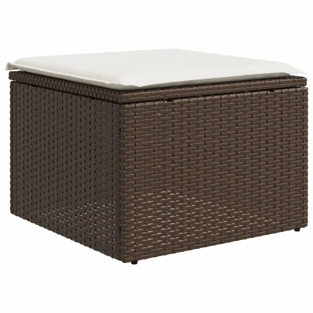 10-tlg. Garten-Sofagarnitur mit Kissen Braun Poly Rattan