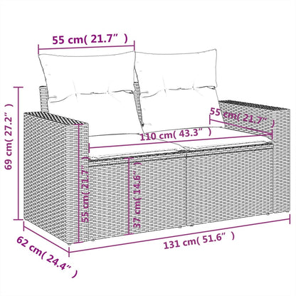 10-tlg. Garten-Sofagarnitur mit Kissen Schwarz Poly Rattan