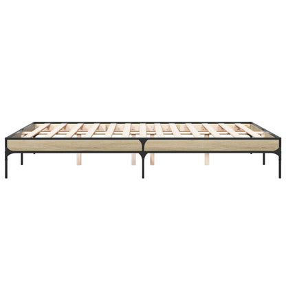 Bettgestell Sonoma-Eiche 160x200 cm Holzwerkstoff und Metall