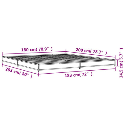 Bettgestell Schwarz 180x200 cm Holzwerkstoff und Metall