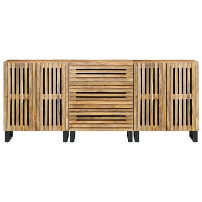 Sideboard 3 Stk. 60x34x75 cm Raues Massivholz Mango