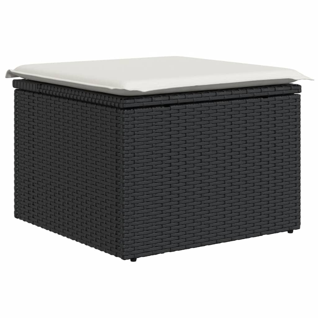 11-tlg. Garten-Sofagarnitur mit Kissen Schwarz Poly Rattan