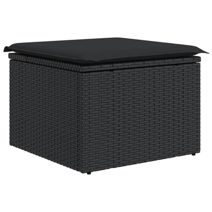 11-tlg. Garten-Sofagarnitur mit Kissen Schwarz Poly Rattan