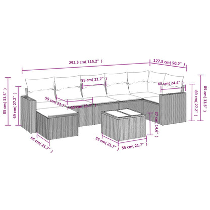 8-tlg. Garten-Sofagarnitur mit Kissen Schwarz Poly Rattan