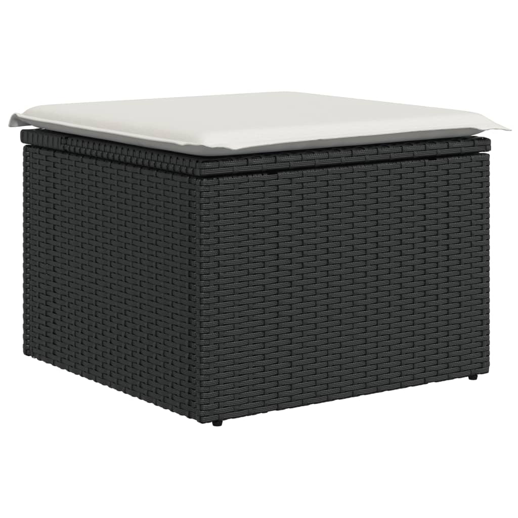 10-tlg. Garten-Sofagarnitur mit Kissen Schwarz Poly Rattan