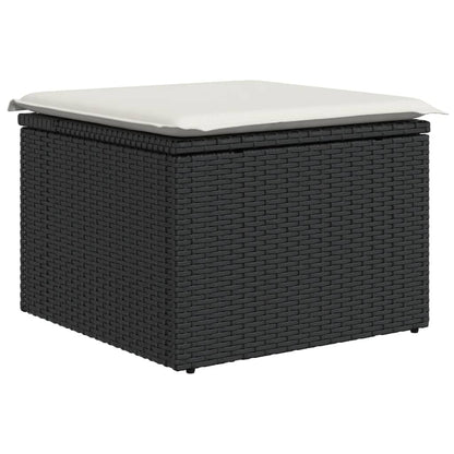 10-tlg. Garten-Sofagarnitur mit Kissen Schwarz Poly Rattan