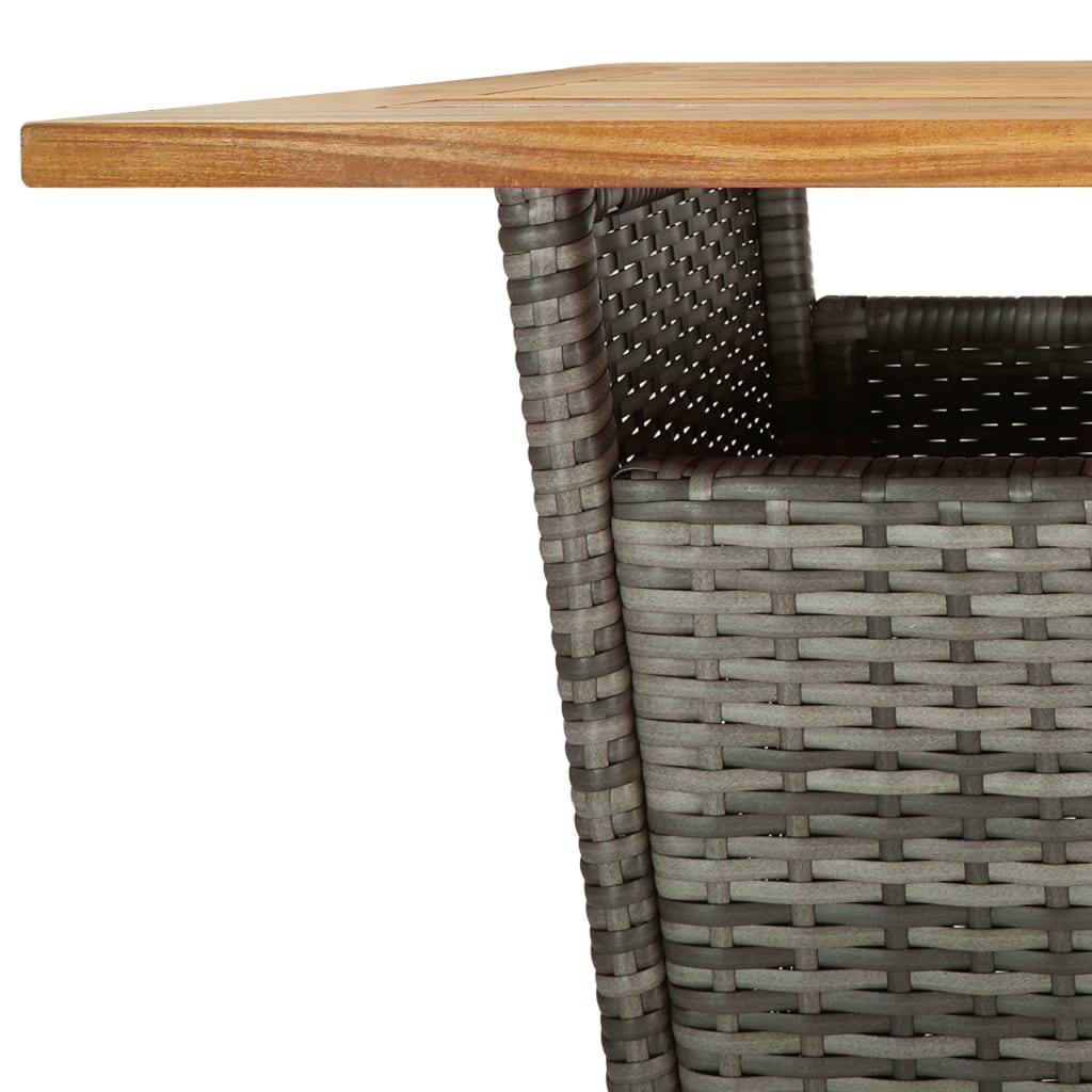 3-tlg. Gartenbar-Set mit Kissen Grau Poly Rattan