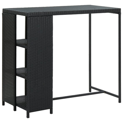 5-tlg. Gartenbar-Set mit Kissen Schwarz Poly Rattan