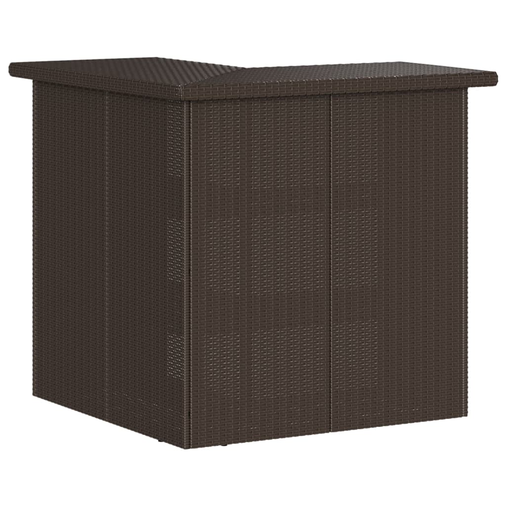 3-tlg. Gartenbar-Set mit Kissen Braun Poly Rattan