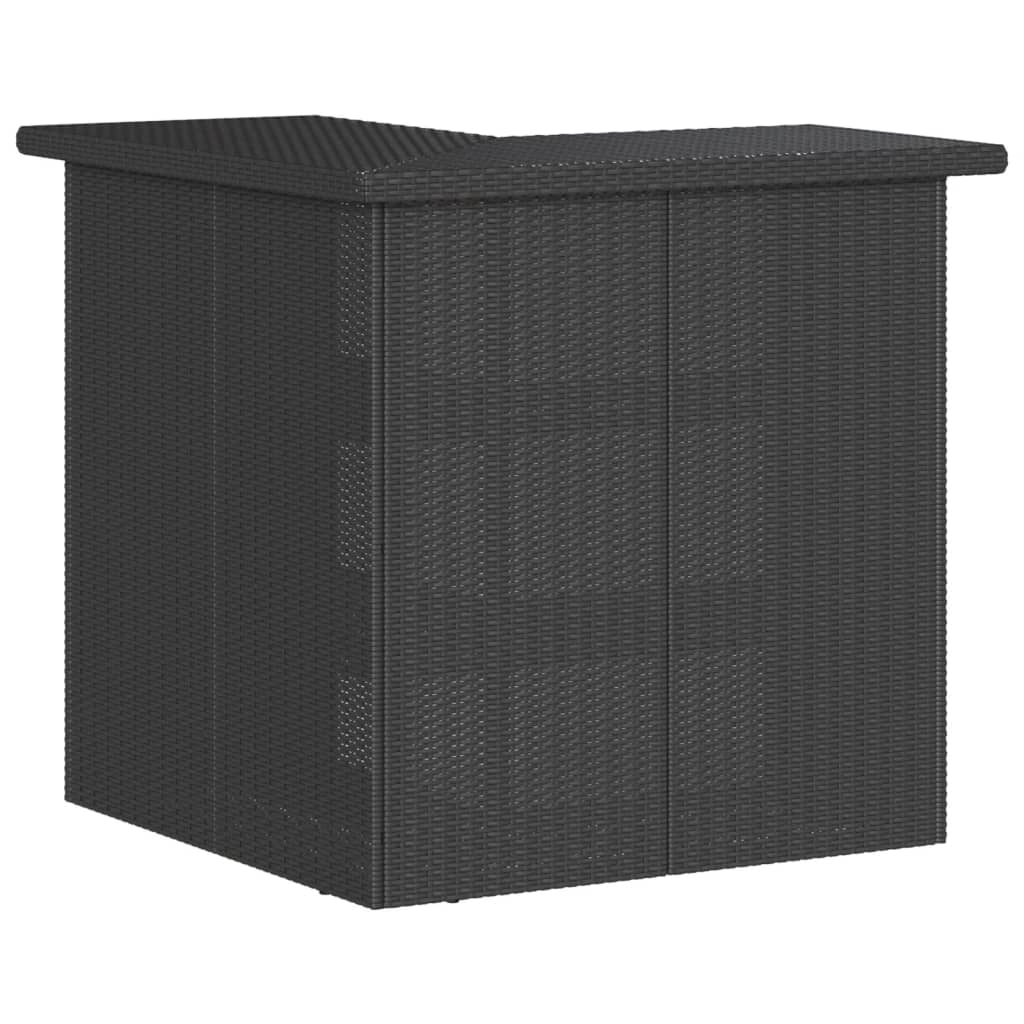 3-tlg. Gartenbar-Set mit Kissen Schwarz Poly Rattan