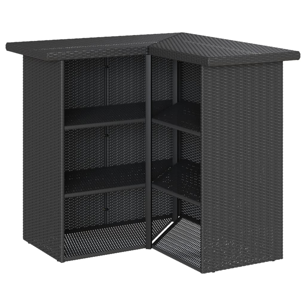 5-tlg. Gartenbar-Set mit Kissen Schwarz Poly Rattan