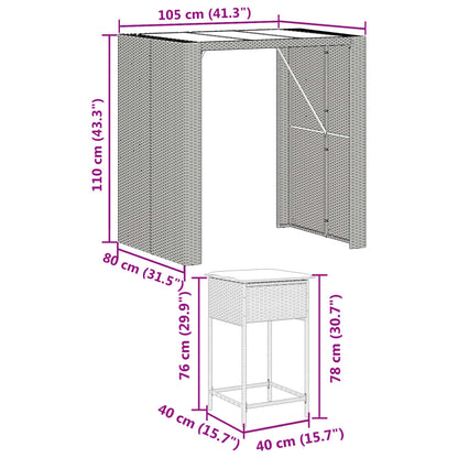 5-tlg. Gartenbar-Set mit Kissen Schwarz Poly Rattan