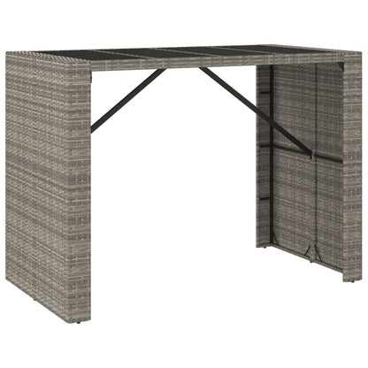 7-tlg. Gartenbar-Set mit Kissen Grau Poly Rattan