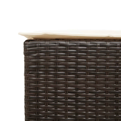 9-tlg. Gartenbar-Set mit Kissen Braun Poly Rattan