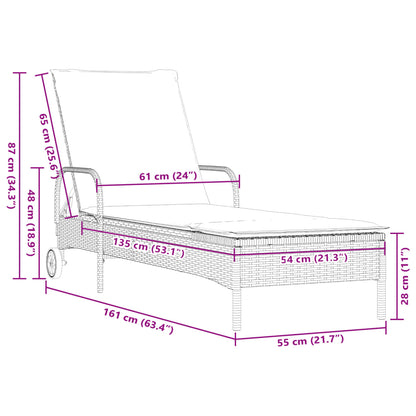 Sonnenliegen mit Auflagen 2 Stk. Braun Poly Rattan