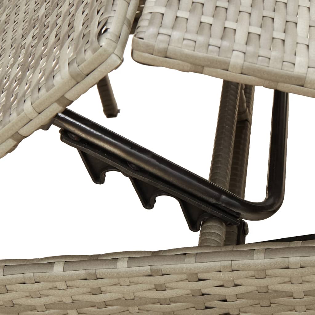 Sonnenliegen mit Auflagen 2 Stk. Grau Poly Rattan