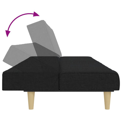 Schlafsofa 2-Sitzer mit Fußhocker Schwarz Stoff