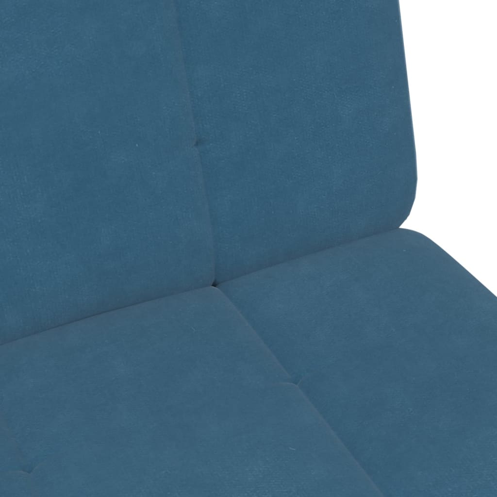 Schlafsofa 2-Sitzer mit Fußhocker Blau Samt