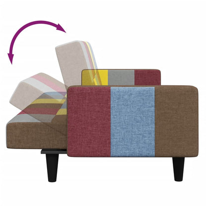 Schlafsofa 2-Sitzer mit Fußhocker Patchwork Stoff