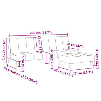 Schlafsofa 2-Sitzer mit Fußhocker Dunkelgrau Stoff