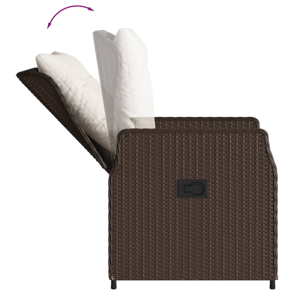 9-tlg. Garten-Essgruppe mit Kissen Braun Poly Rattan